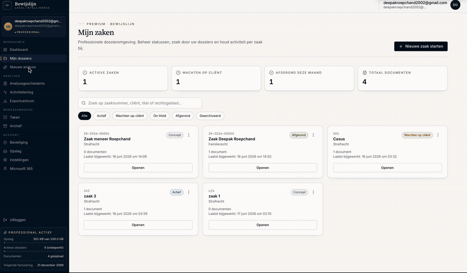 Bewijslijn Dashboard